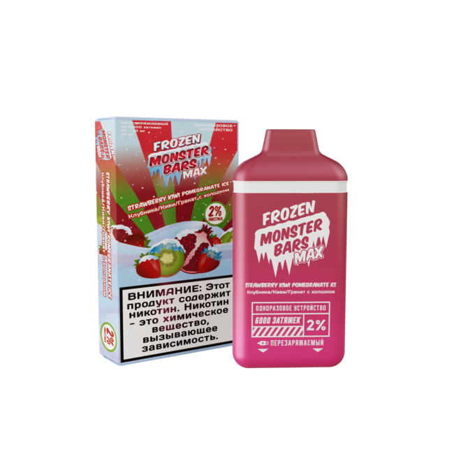 Monster Bars 6000 тяг Strawberry Kiwi Pomegranate Ice - Клубника киви гранат холодок