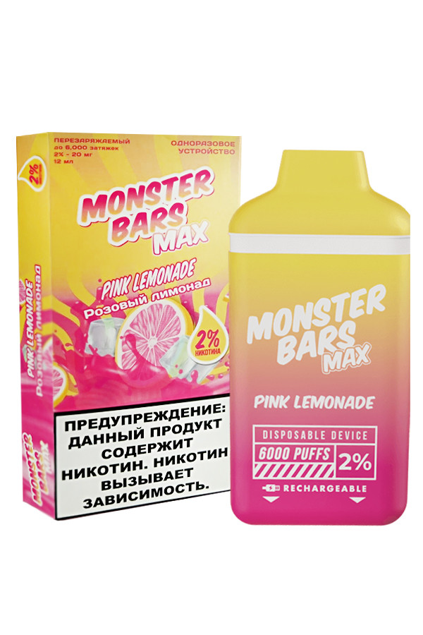 Monster Bars 6000 тяг Pink Lemonade - Розовый лимонад