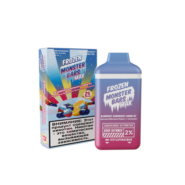 Monster Bars 6000 тяг Blueberry Raspberry Lemon Ice - Черника малина лимон холодок