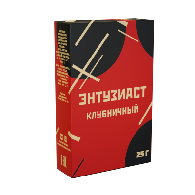 Табак для кальяна "Энтузиаст" с ароматом клубники и сливок (КЛУБНИЧНЫЙ), 25 г