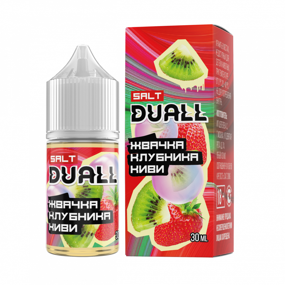 DUALL SALT hard  Жвачка клубника, киви 30ml